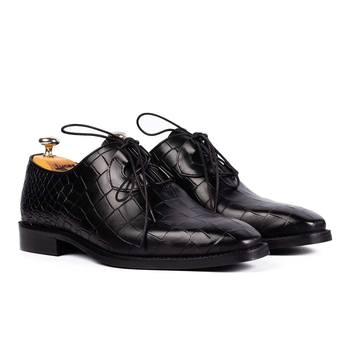 Lucas Shoes Elegant 725 pantofi negri croco piele