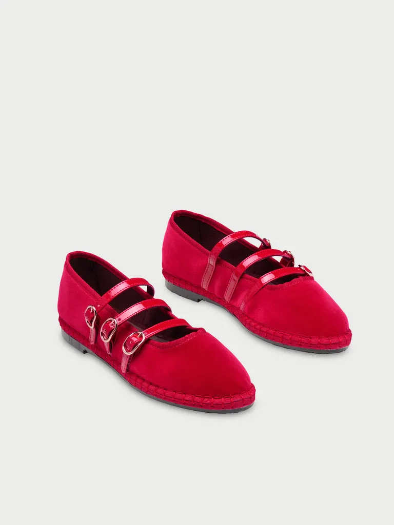 Flagelus Mina Red pantofi rosu din velur