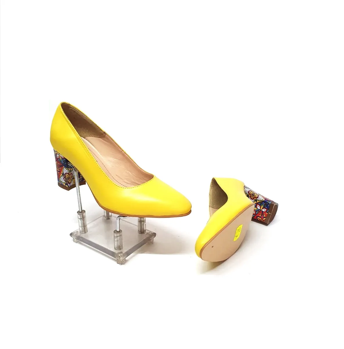 Catinca Shoes R7 GBM3D pantofi dama piele galben mozaic