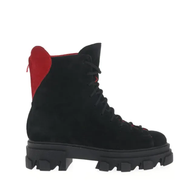 Ana Urbana Shoes Philadelphia bocanci negru-rosu piele intoarsa