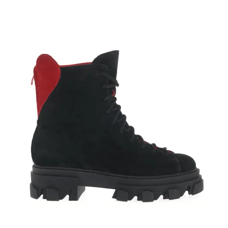 Ana Urbana Shoes Philadelphia bocanci negru-rosu piele intoarsa