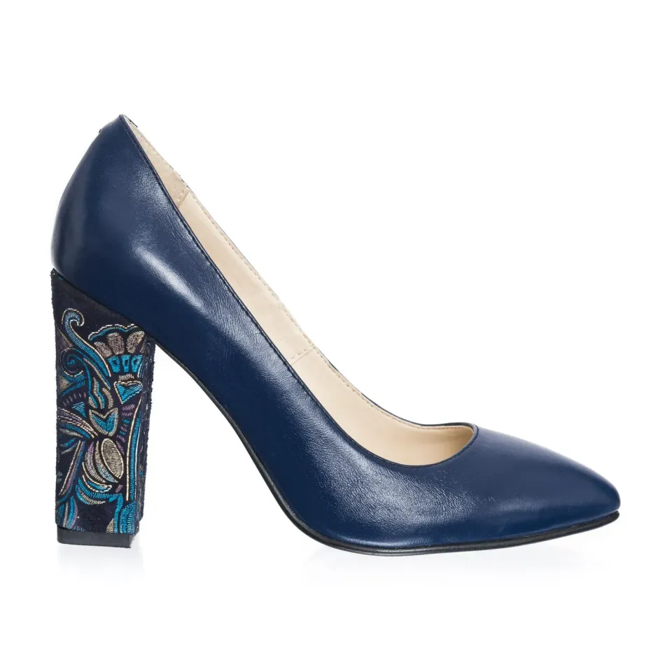Catinca Shoes 2691 ATS pantofi dama piele albastru toc jos