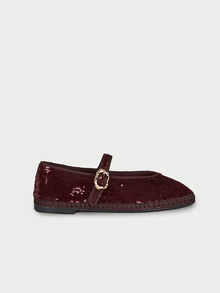 Flagelus Pierre Sequins Brown pantofi paiete maro