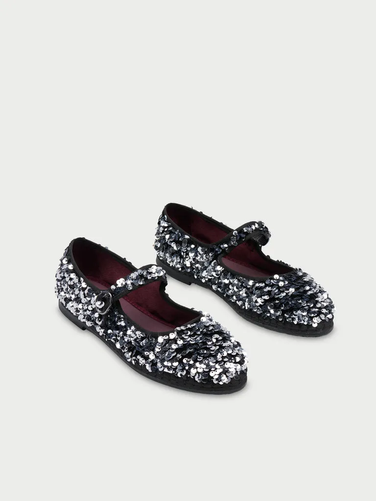 Flagelus Little Prince Gray pantofi mary jane gri paiete