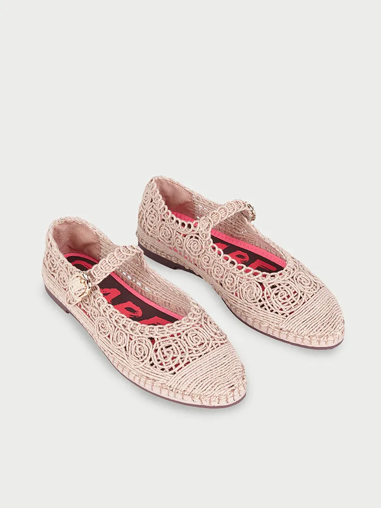 Flabelus Kyra Breeze Sand pantofi Mary Jane bej broderie