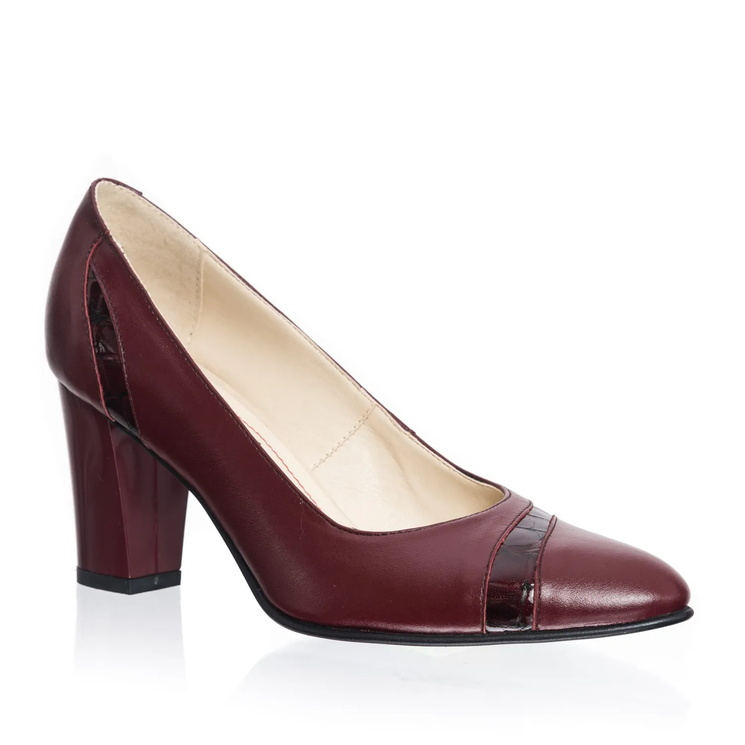 Catinca Shoes 114 BC pantofi piele bordo croco