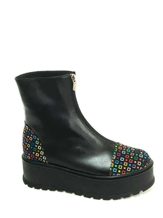 Catinca Shoes BC25 NBPC bocanci dama piele negru patratele