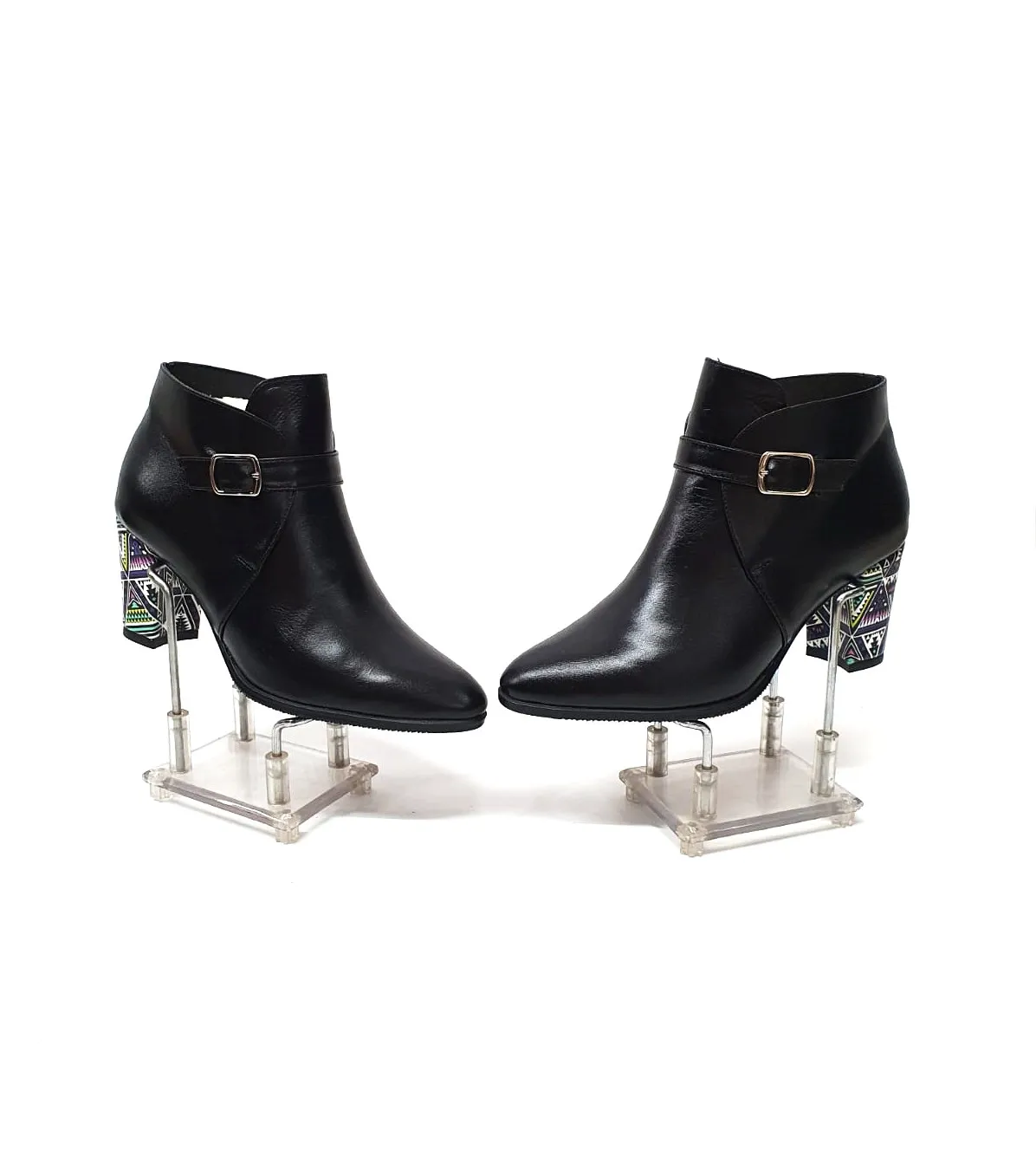 Catinca Shoes GX35 NT botine piele negru triunghiuri