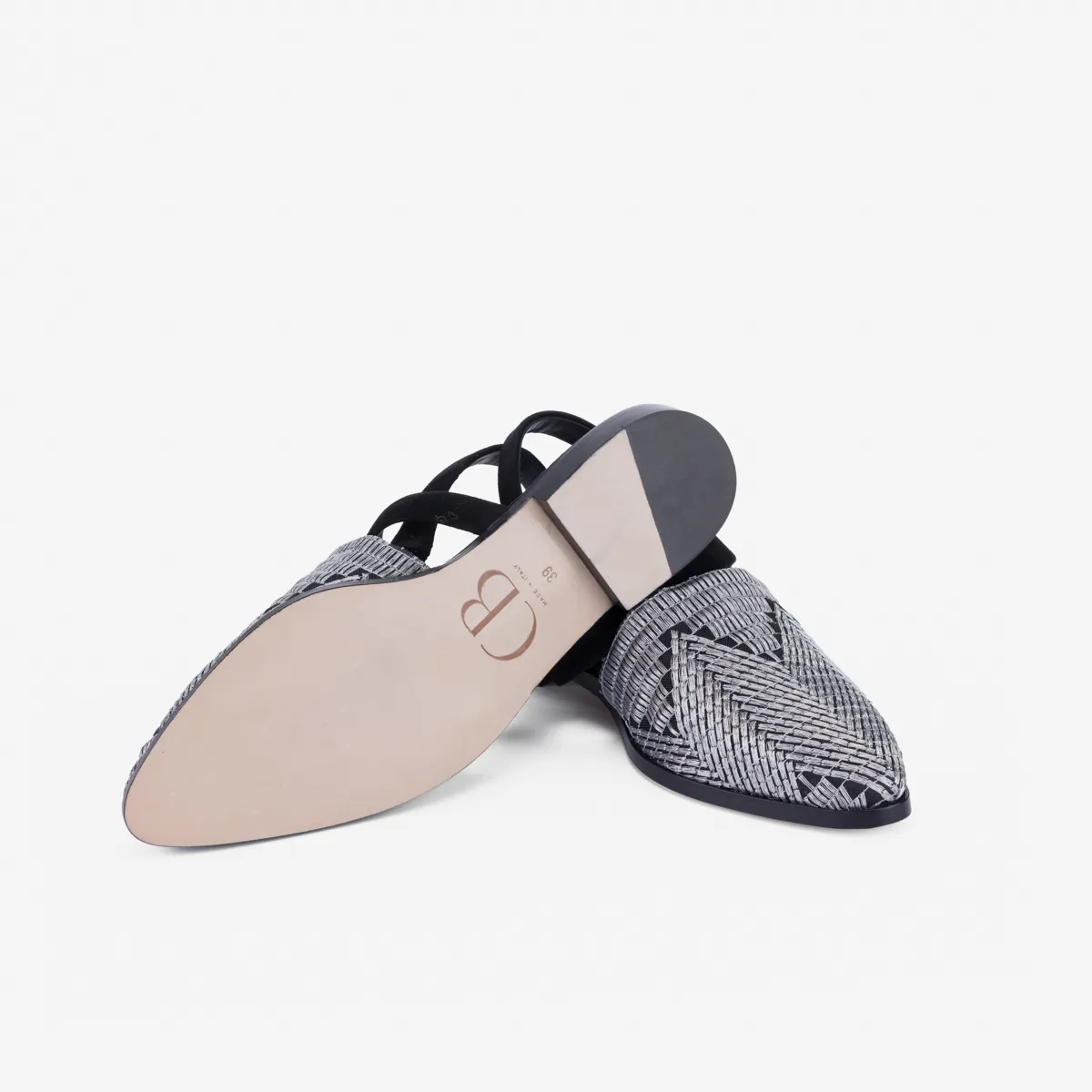 Cecilia Bringheli Vega pantofi slingback broderie argintiu