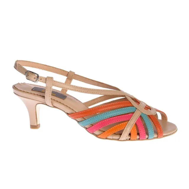 Ana Urbana Cusco sandale piele bej-multicolor toc 2cm