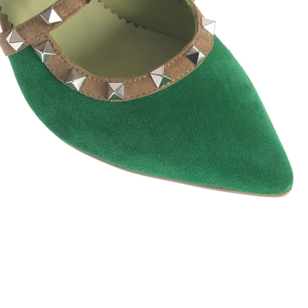 Ana Urbana Shoes Tampa pantofi piele verde-maro