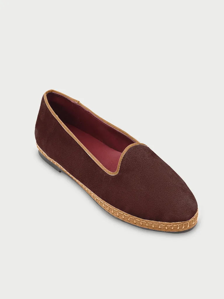 Flagelus Jeanne papuci piele intoarsa maro