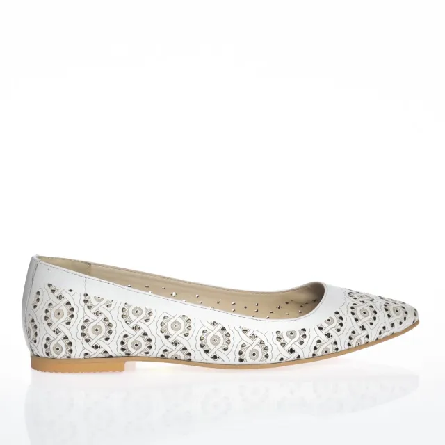 Catinca Shoes ST A balerini piele naturala alb stileto
