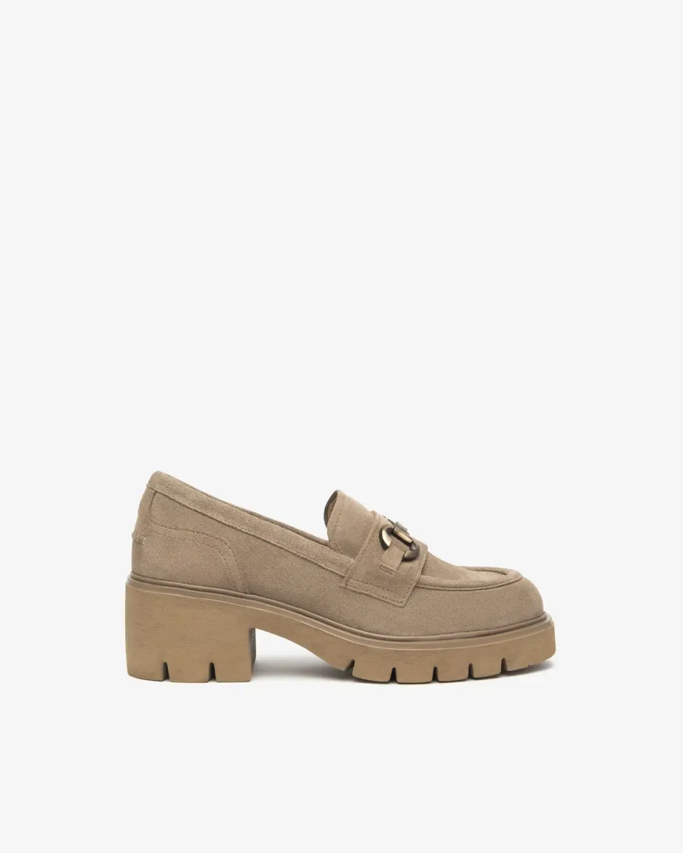 Mocasini NeroGiardini piele intoarsa dama toc 6 cm catarama