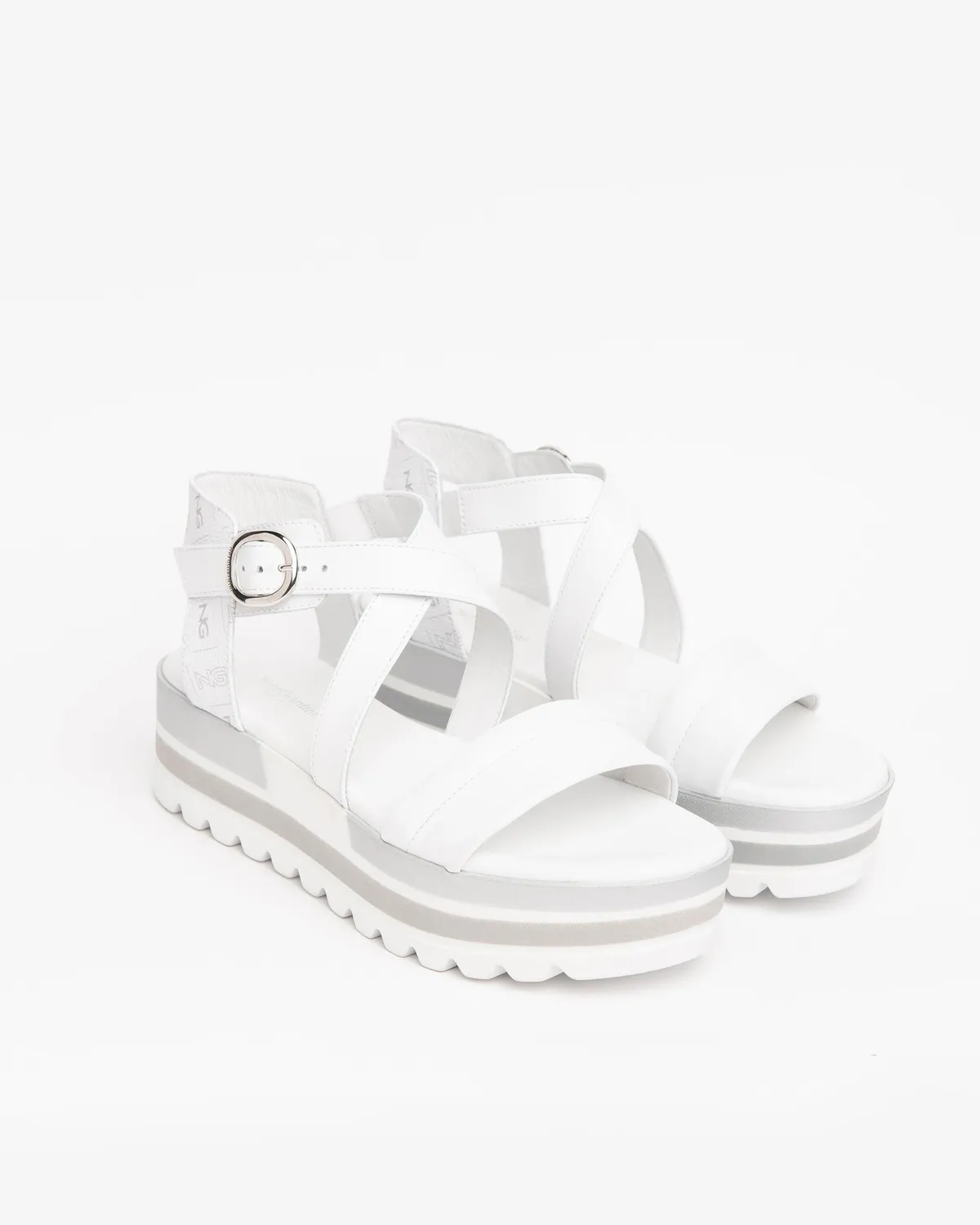 NeroGiardini sandale piele dama monogram platforma 5 cm
