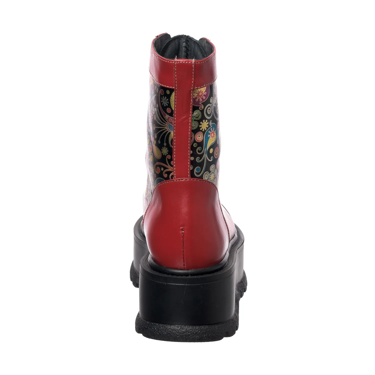 Catinca Shoes BC24 RBP bocanci dama piele rosu box paun