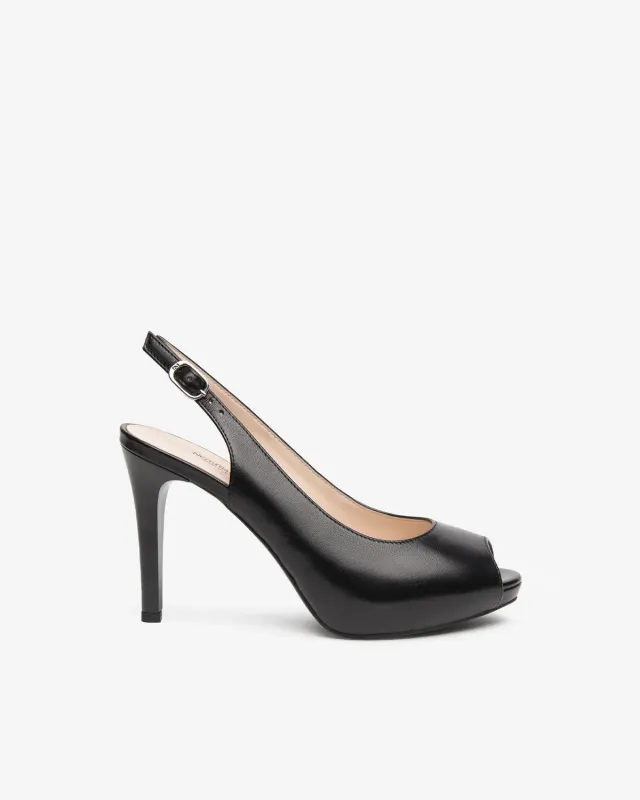 Pantofi cu toc NeroGiardini piele naturala slingback 9,5 cm
