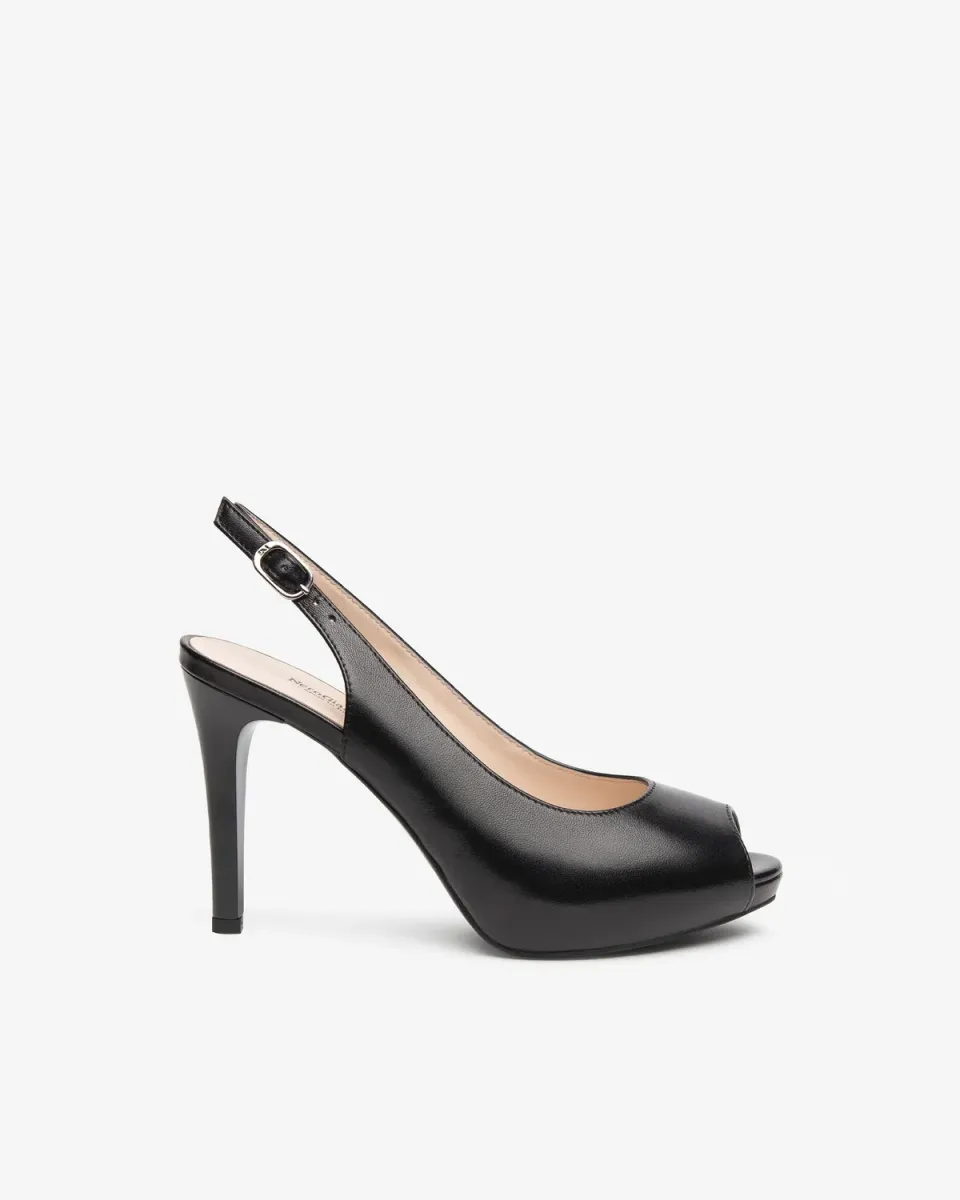 Pantofi cu toc NeroGiardini piele naturala slingback 9,5 cm