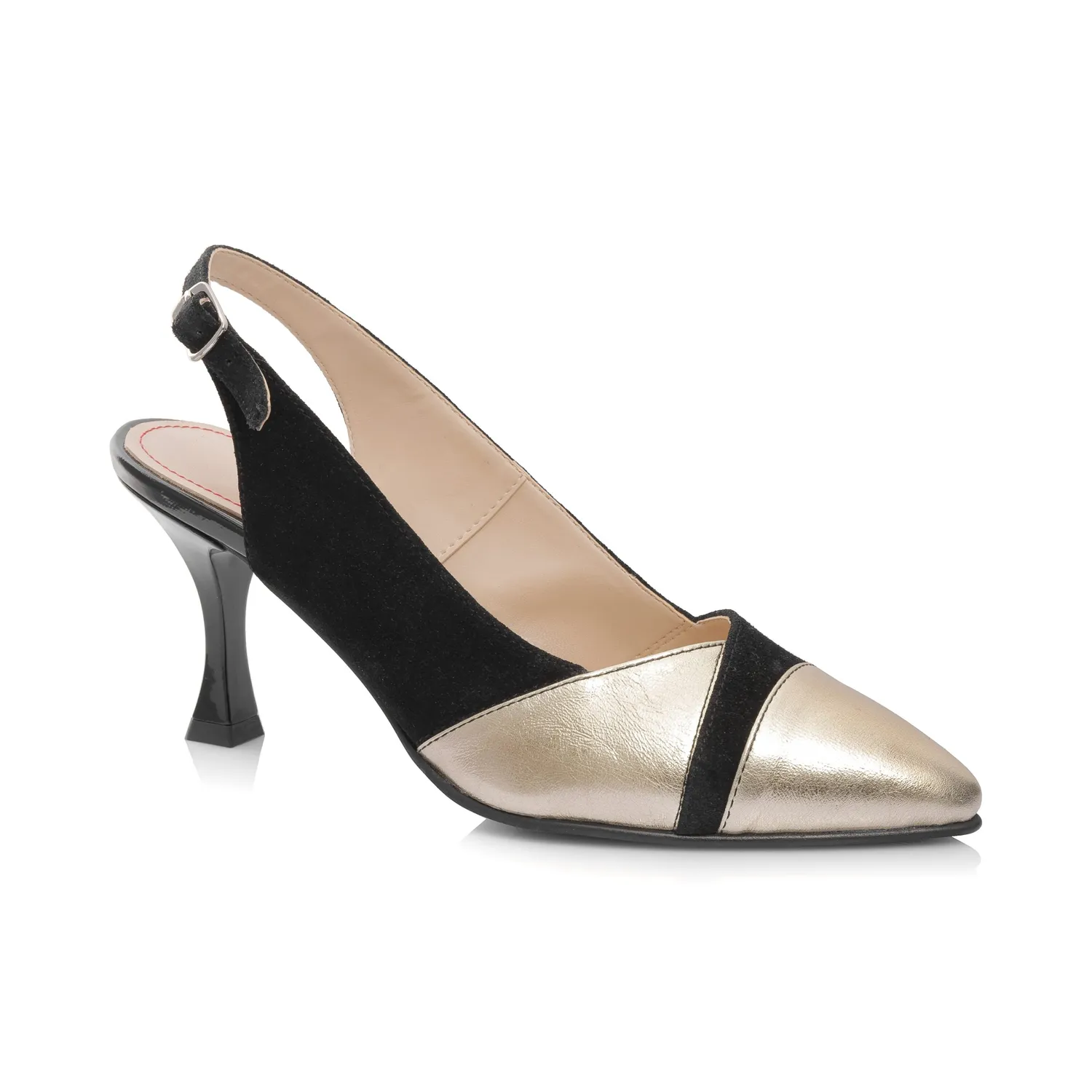 Catinca Shoes D50 NAA sandale dama piele negru auriu