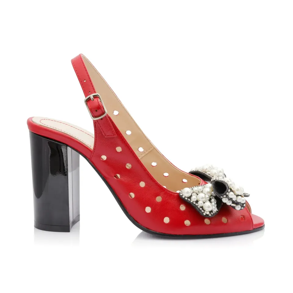 Catinca Shoes F24M RB sandale dama piele naturala rosu box
