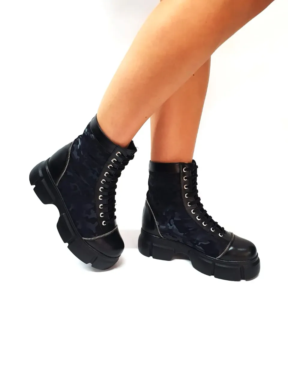 Catinca Shoes BC31 NBCN bocanci dama piele negru camuflaj