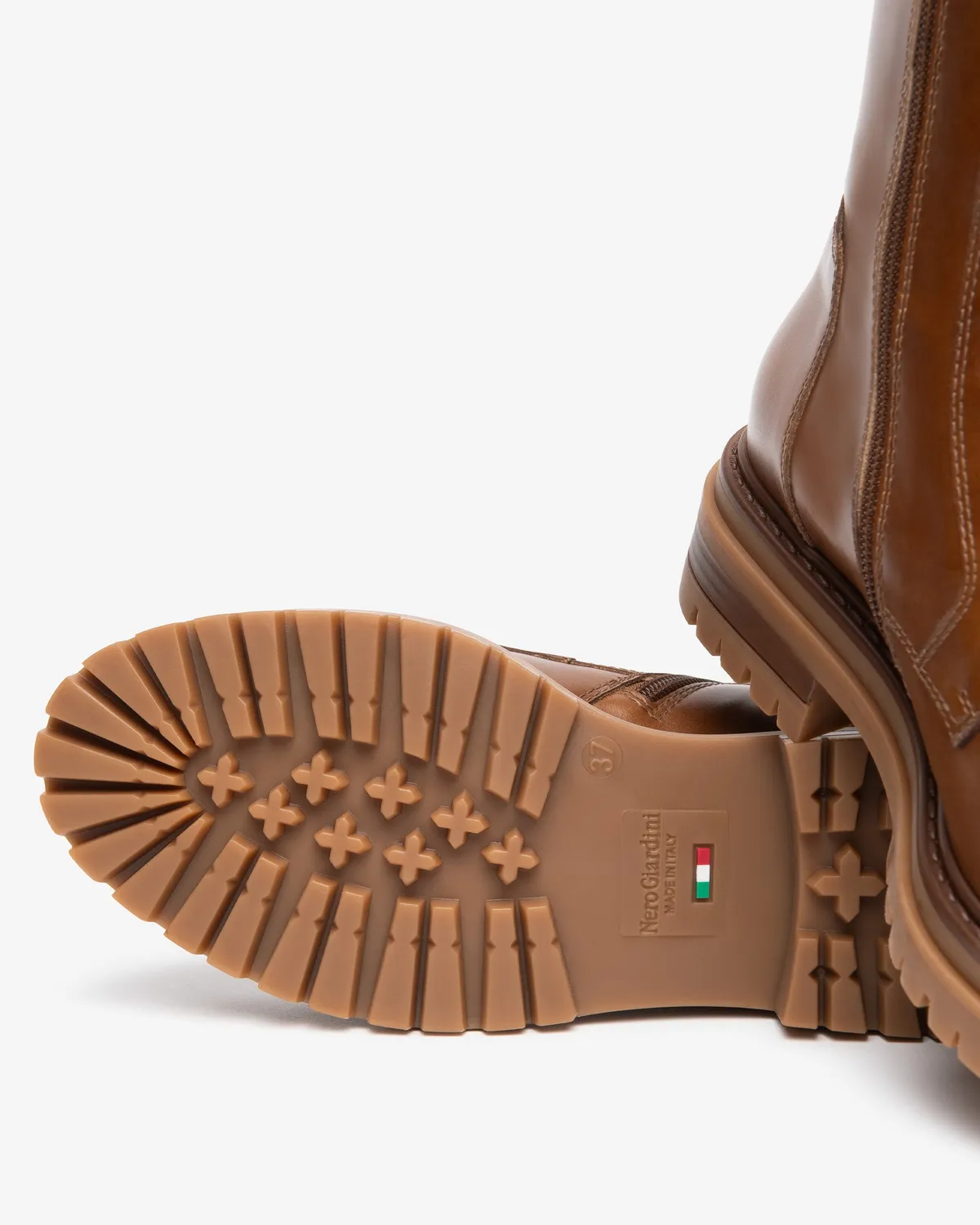 NeroGiardini ghete piele dama combat cu toc 4 cm