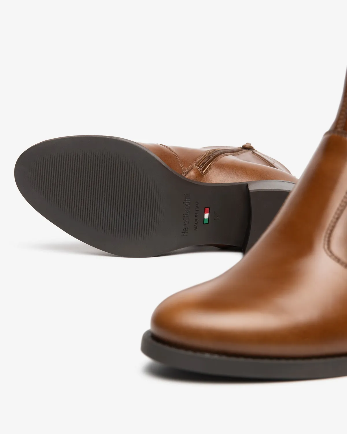 NeroGiardini ghete dama piele cu baretă toc 4 cm