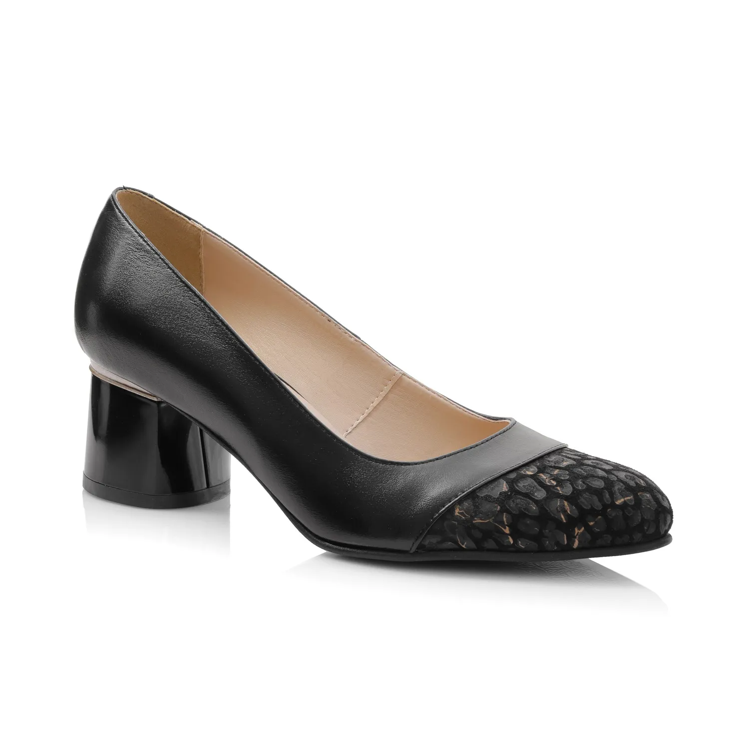 Catinca Shoes A73 NFA pantofi piele naturala negri auriu