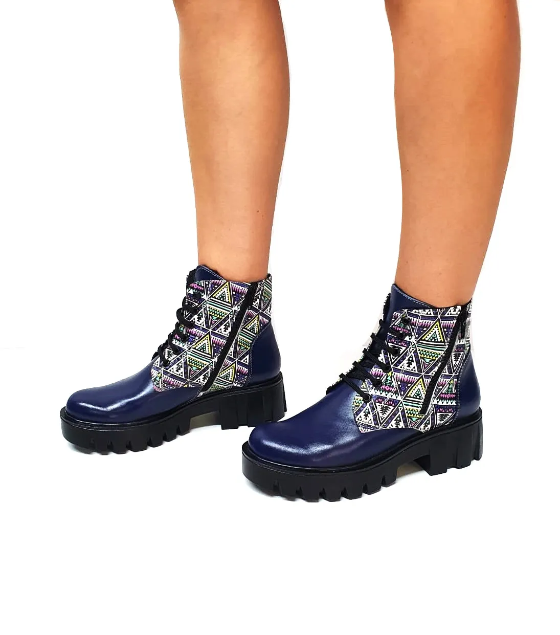Catinca Shoes BC35 BT bocanci piele bleumarin triunghi