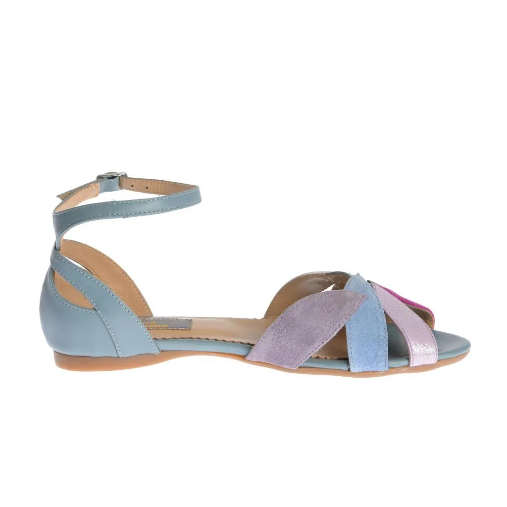 Ana Urbana Shoes San Antonio sandale albastre talpă plată