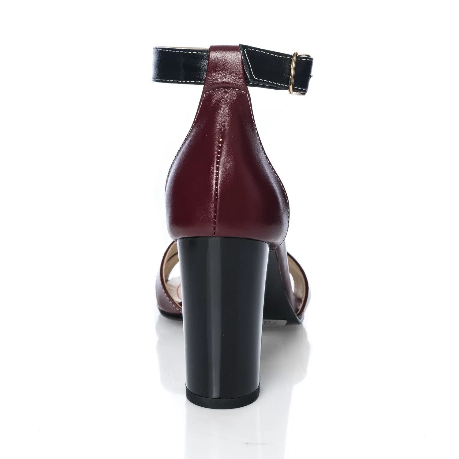 Catinca Shoes S4 sandale dama bordo negru piele naturala