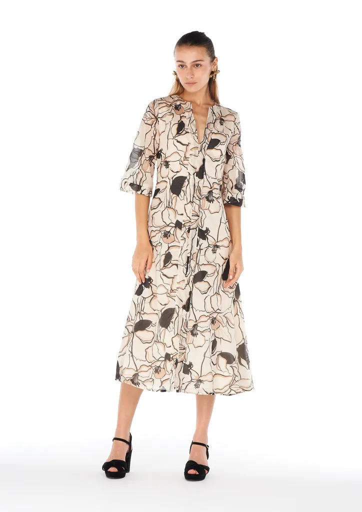 Flagelus Yao Beige Kaftan rochie bej lungă