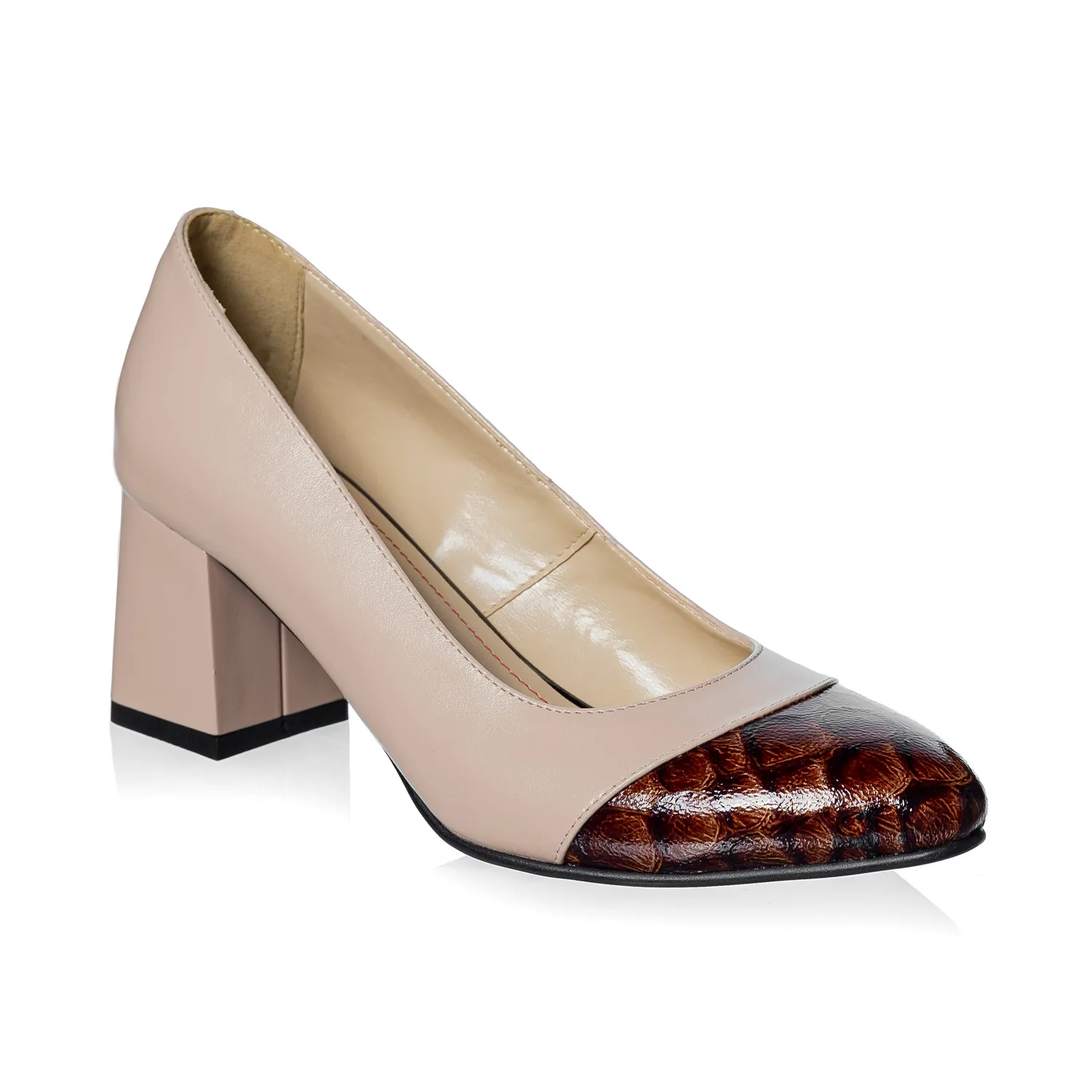 Catinca Shoes A3 NSM pantofi dama nude solzi maro piele