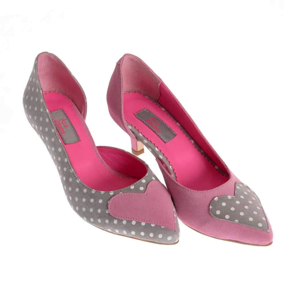 Ana Urbana Shoes Seattle pantofi roz-gri toc mic
