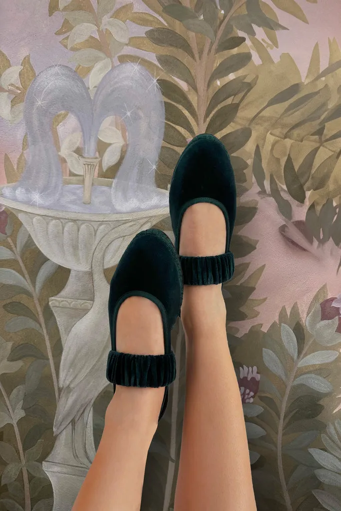 Flagelus Mafalda Leonor pantofi velur verde siret