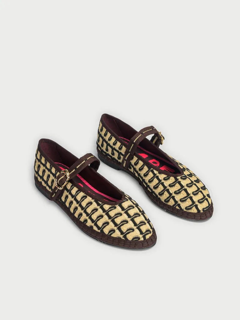 Flagelus Pierre Twist Brown balerini maro catifea