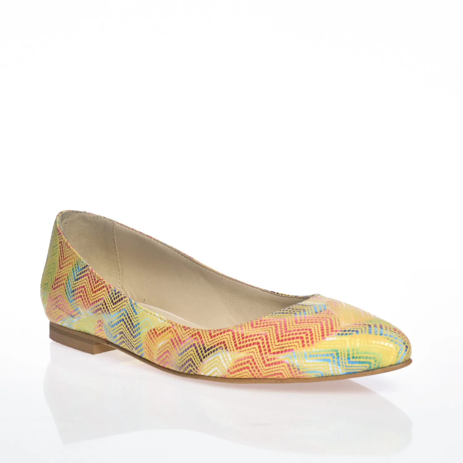 Balerini dama piele naturala Catinca Shoes ST galben mozaic