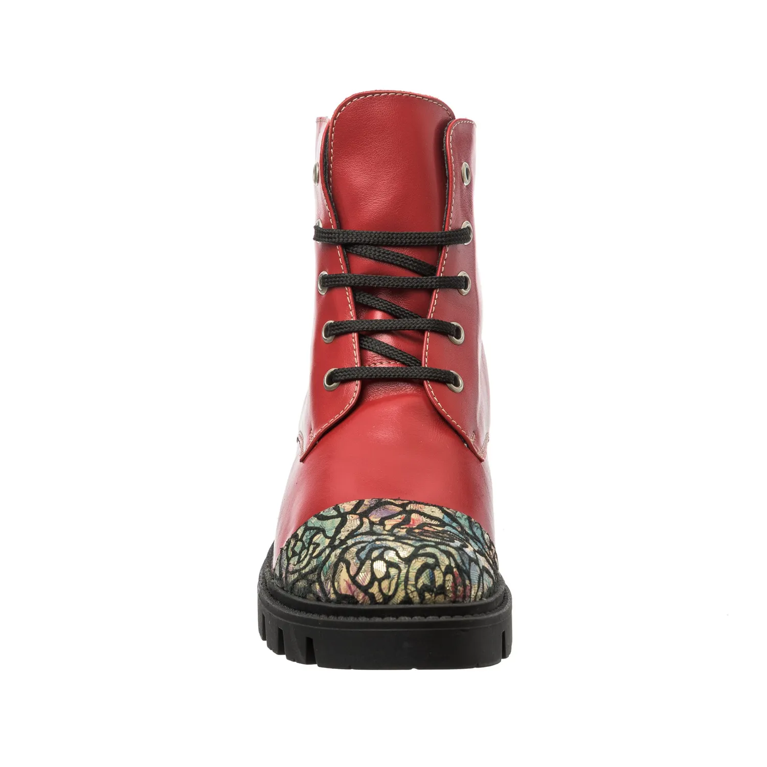 Catinca Shoes BC26 RBT bocanci dama piele rosii trandafiri