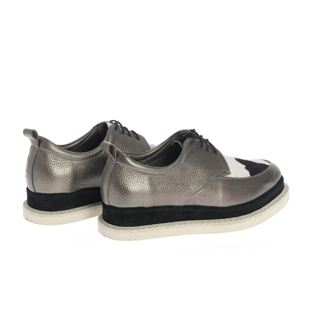 Ana Urbana Shoes Washington DC pantofi argintii print vaca