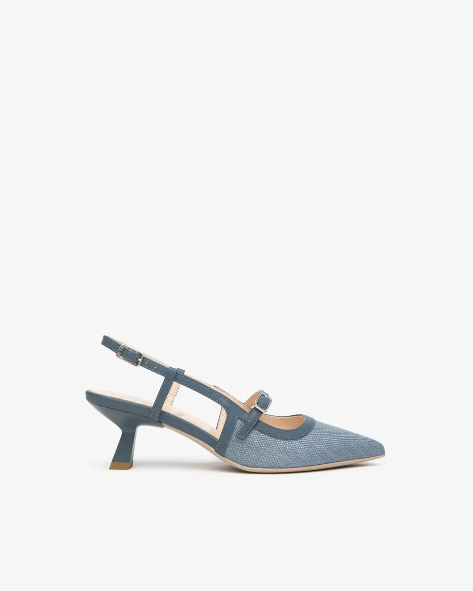 Slingback NeroGiardini piele și textil dama elegant