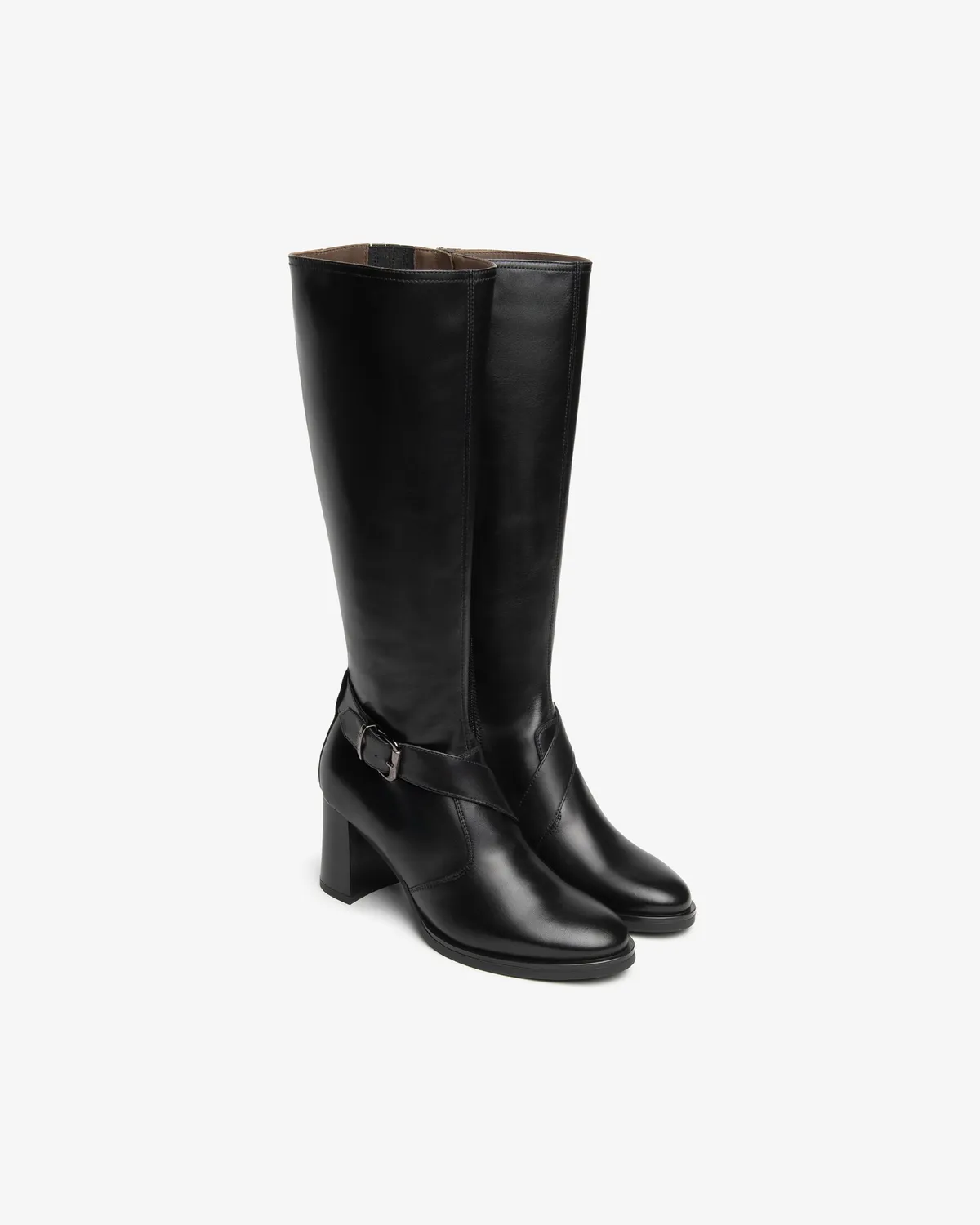 NeroGiardini cizme piele femei toc 75 mm cu catarama