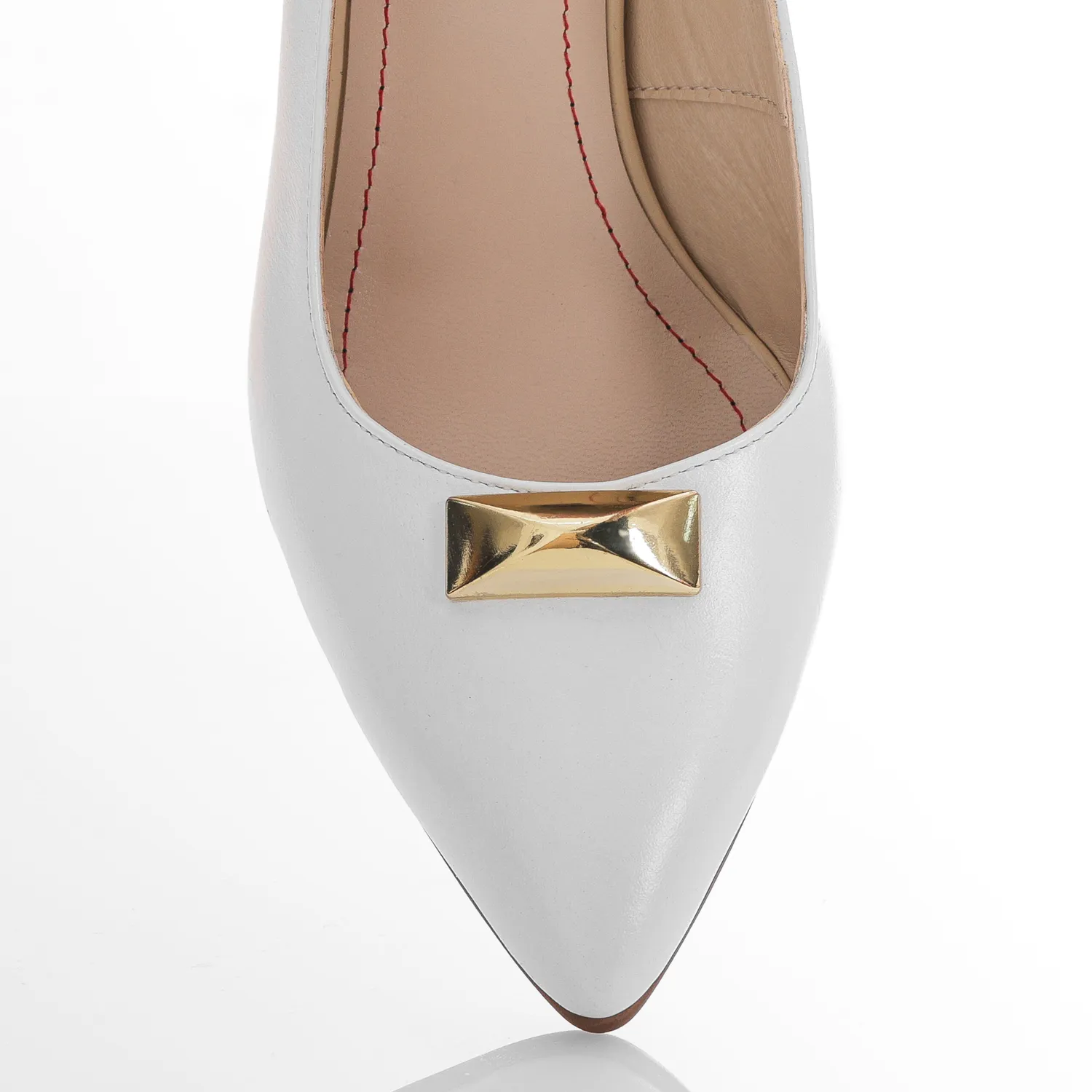 Catinca Shoes A51 AS pantofi dama piele naturala alb sidef