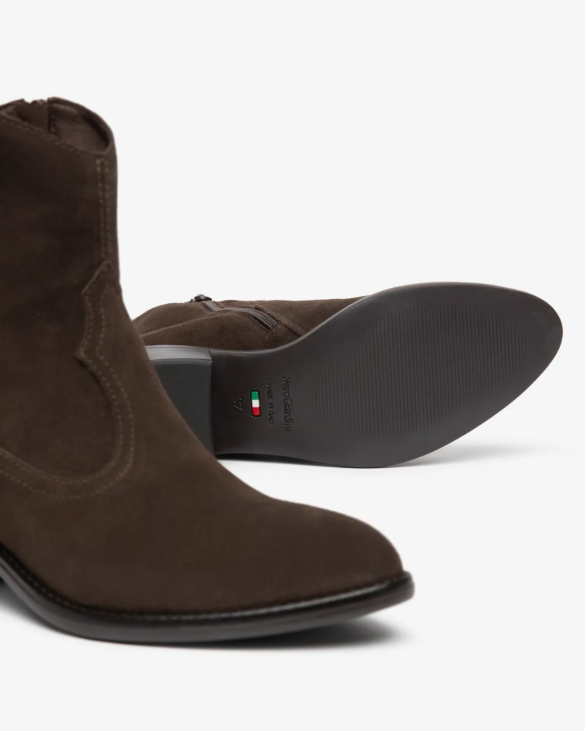 NeroGiardini botine cowboy piele intoarsa dama toc western