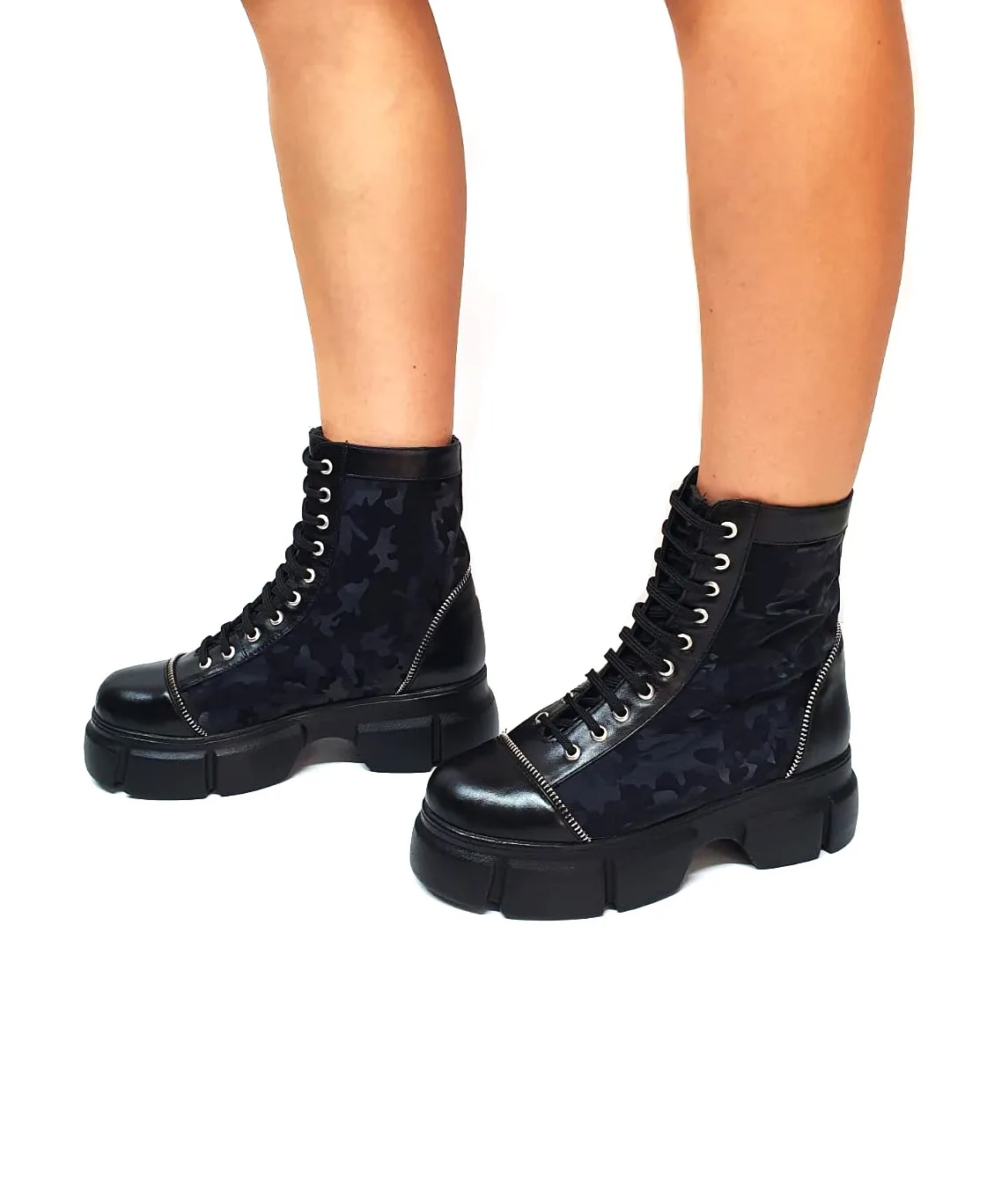 Catinca Shoes BC31 NBCN bocanci dama piele negru camuflaj