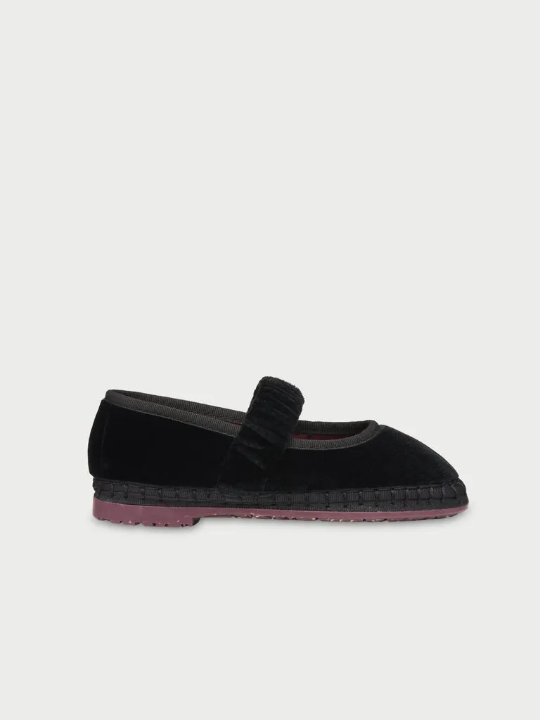 Flagelus Mafalda Antonia Kids pantofi copii negri catifea