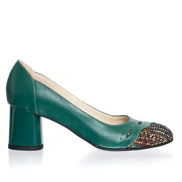 Catinca Shoes 03 VVM pantofi dama piele verde varf mozaic
