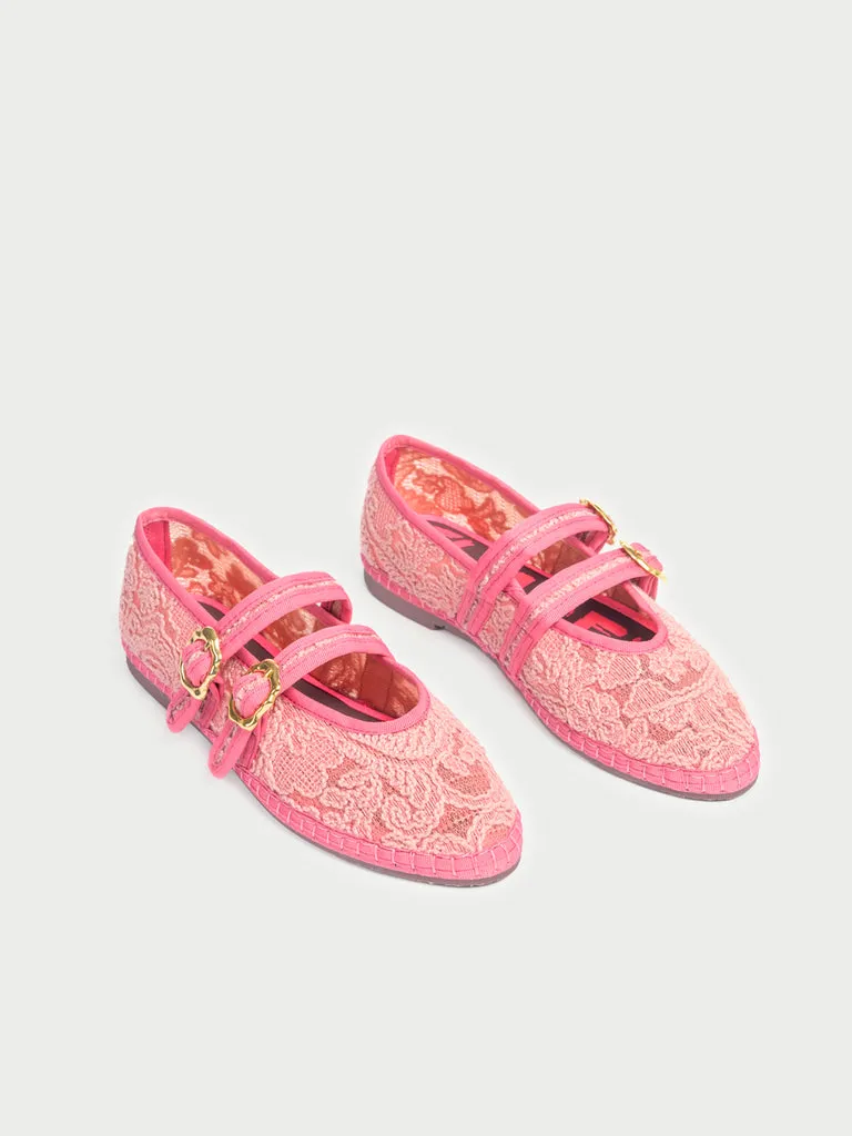 Flagelus Claire Veil Pink pantofi roz plasă