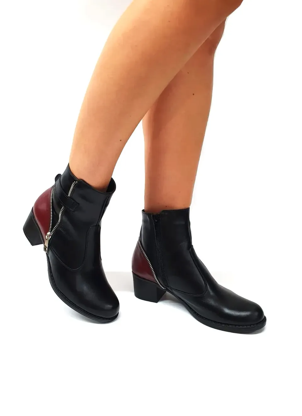 Catinca Shoes GX51 NBO ghete dama piele negru bordo