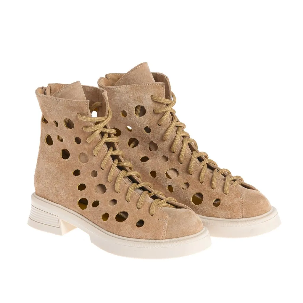 Ana Urbana Shoes Bianca bocanci piele bej-galben