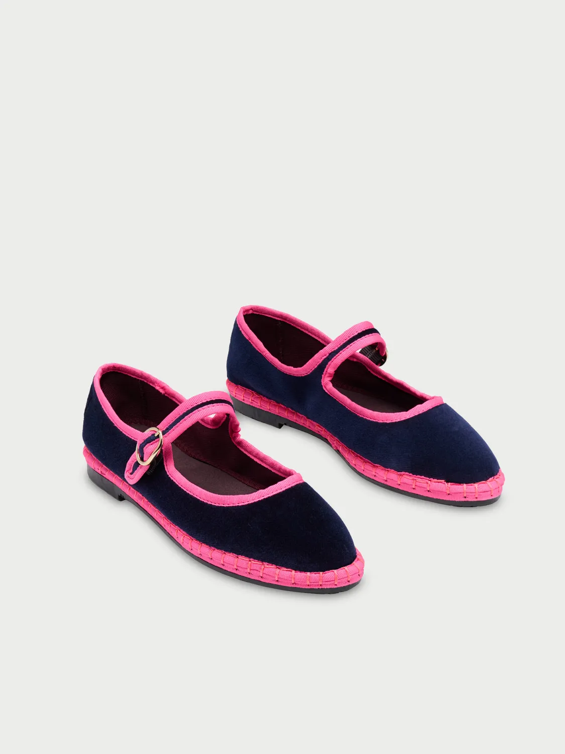 Flagelus Biddy pantofi mary jane catifea bleumarin
